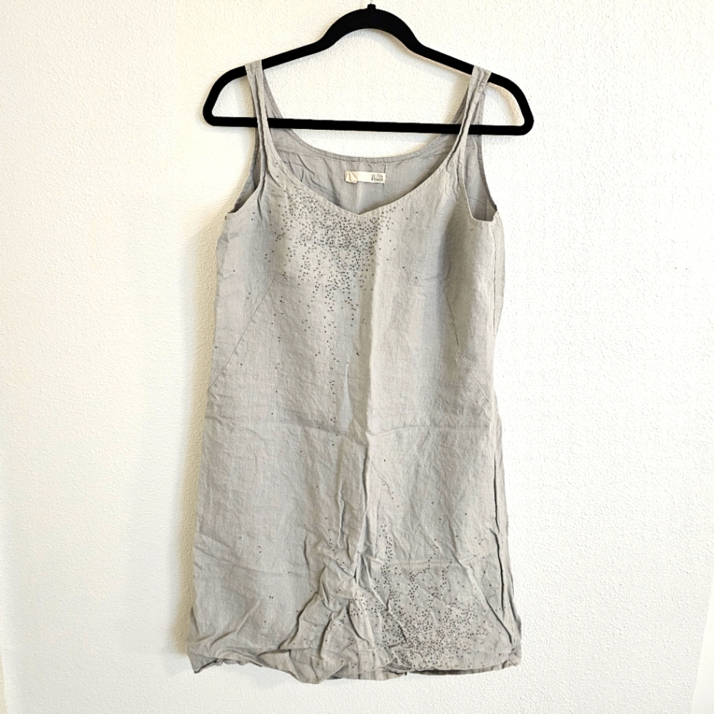✅️ Eileen Fisher 100% Irish Linen Tank Dress | Light Grey | Size 8